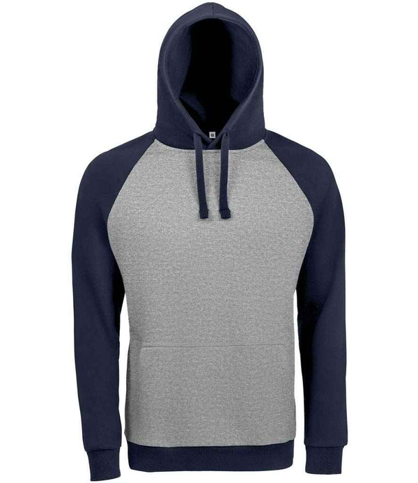 SOL'S Unisex Seattle Contrast Raglan Hoodie | Grey Marl/French Navy