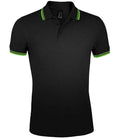 SOL'S Pasadena Tipped Cotton Piqué Polo Shirt | Black/Lime Green