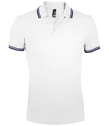 SOL'S Pasadena Tipped Cotton Piqué Polo Shirt | White/Navy