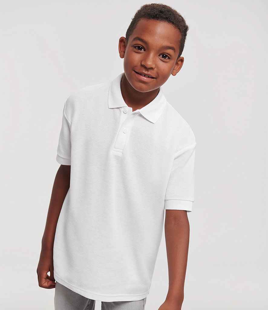 Russell Athletic Kids Poly/Cotton Piqué Polo Shirt | White