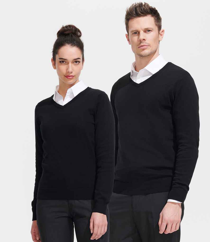 SOL'S Ladies Golden Cotton Acrylic V Neck Cardigan | Black