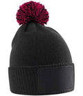 Beechfield Kids Snowstar® Patch Beanie | Black/Classic Red