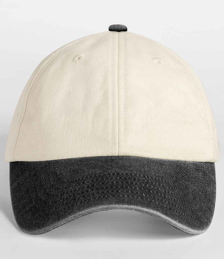 Beechfield Contrast Peak Low Profile Vintage Cap | Natural/Vintage Black