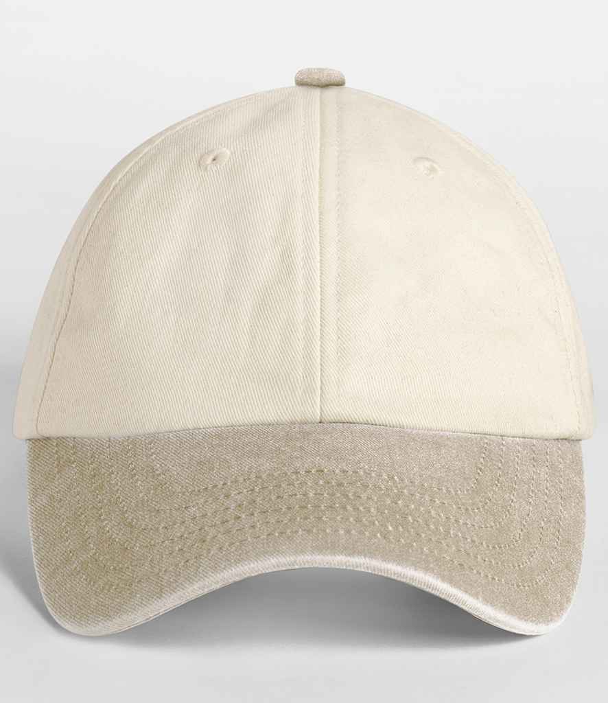 Beechfield Contrast Peak Low Profile Vintage Cap | Natural/Vintage Desert Sand
