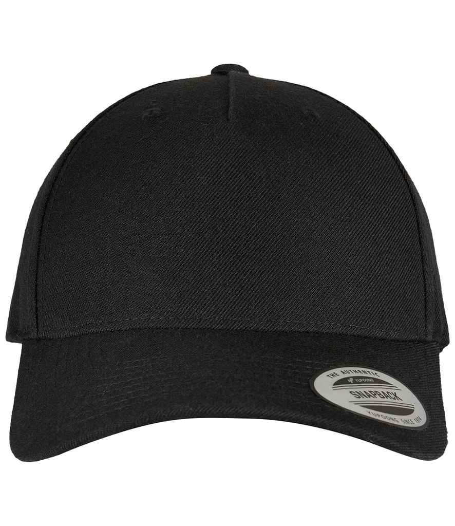 Flexfit 5 Panel Premium Curved Snapback | Black