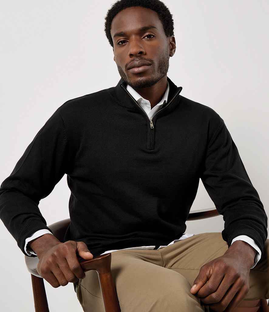 Kustom Kit Regular Fit Arundel 1/4 Zip Sweater | Black