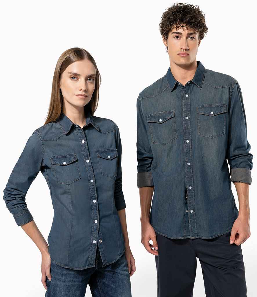 Kariban Ladies Long Sleeve Denim Shirt | Blue Jean