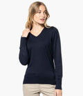 Kariban Ladies Cotton Acrylic V Neck Sweater | Navy