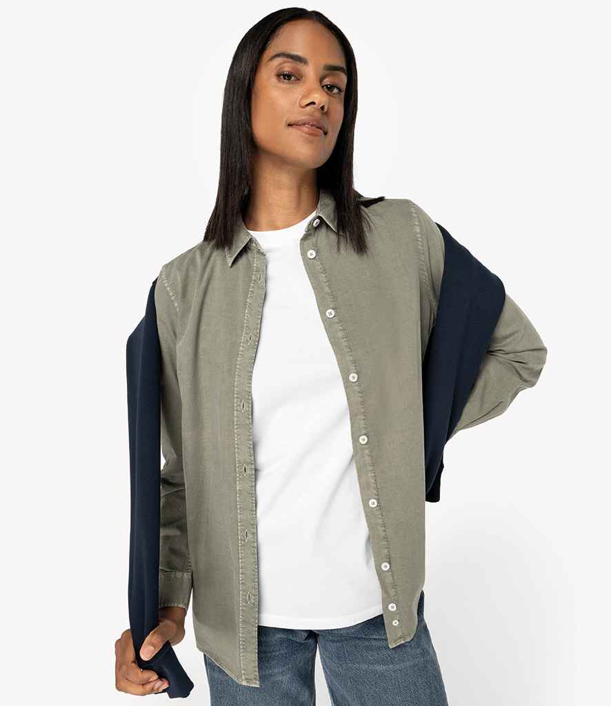 Native Spirit Ladies Washed Long Sleeve Shirt | Washed Pale Khaki