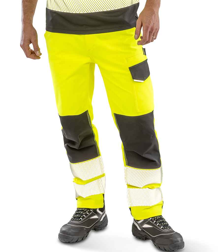 Result Recycled Dynamic Stretch Safety Trousers | Fluorescent Yellow