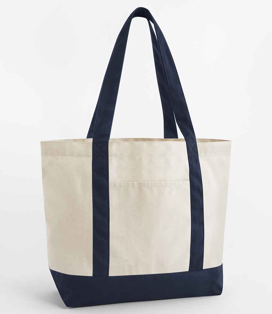 Westford Mill EarthAware® Organic Varsity Shopper | Natural/French Navy
