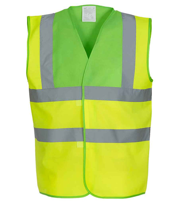 Yoko Hi-Vis Two Band and Braces Waistcoat | Lime Green/Yellow